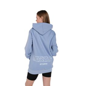 Trendseninle Mad For Nothing Baskılı Bebemavisi Siyah Oversize Kapüşonlu Kadın Sweatshirt