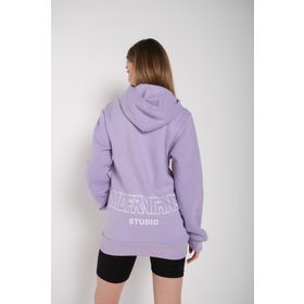 Trendseninle Mad For Nothing Baskılı Lila Oversize Kapüşonlu Kadın Sweatshirt