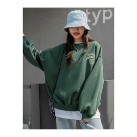 Trendseninle Merry Cheerful Baskılı Yeşil Oversize Bisiklet Yaka Kadın Sweatshirt