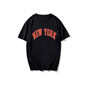 Trendseninle New York Kırmızı Baskılı Siyah Oversize Erkek T-shirt