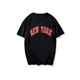 Trendseninle New York Kırmızı Baskılı Siyah Oversize Erkek T-shirt