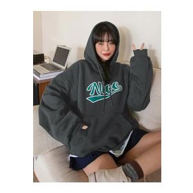 Trendseninle Nice Baskılı Füme Oversize Kadın Sweatshirt