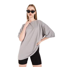 Trendseninle Nothing Else Boyamalı Gri Oversize Kadın T-shirt
