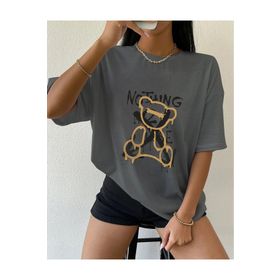 Trendseninle Nothing Else Füme Oversize Kadın T-shirt