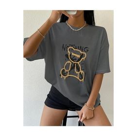 Trendseninle Nothing Else Füme Oversize Kadın T-shirt