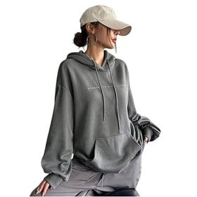 Trendseninle Number Baskılı Füme Boyamalı Gri Kapüşonlu Kadın Sweatshirt