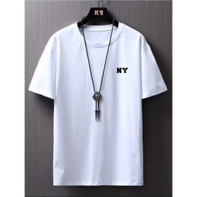 Trendseninle NY Baskılı Oversize Beyaz Oversize Erkek T-shirt