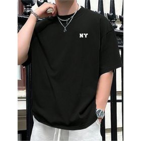 Trendseninle NY Baskılı Siyah Oversize Erkek T-shirt