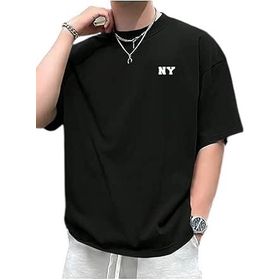Trendseninle NY Baskılı Siyah Oversize Erkek T-shirt