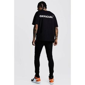 Trendseninle Official Sırt Baskılı Siyah Oversize Erkek T-shirt