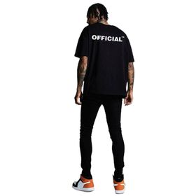 Trendseninle Official Sırt Baskılı Siyah Oversize Erkek T-shirt