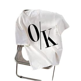 Trendseninle OK Baskılı Beyaz Oversize Kadın T-shirt