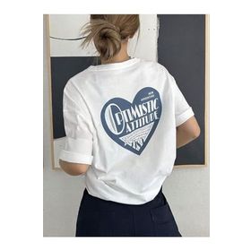 Trendseninle Optimistic Baskı Beyaz Oversize Kadın T-shirt