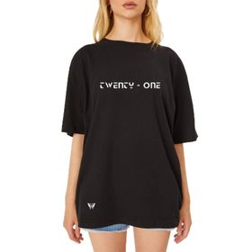 Trendseninle Özel Tasarım Siyah Oversize Kadın T-shirt