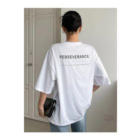 Trendseninle Perseverance Baskılı Beyaz Oversize Kadın T-shirt