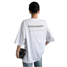 Trendseninle Perseverance Baskılı Beyaz Oversize Kadın T-shirt