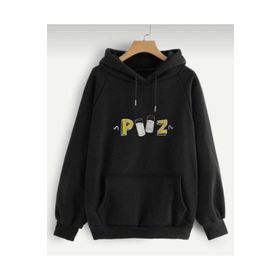 Trendseninle Piiz Yazı Baskılı Siyah-Beyaz Kadın Sweatshirt