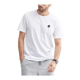 Trendseninle Running Horse Baskılı Beyaz Oversize Erkek T-shirt