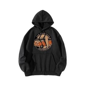 Trendseninle San Fransısco Woswos Baskılı Siyah Kahverengi Kapüşonlu Oversize Kadın Sweatshirt