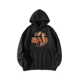 Trendseninle San Fransısco Woswos Baskılı Siyah Kahverengi Kapüşonlu Oversize Kadın Sweatshirt