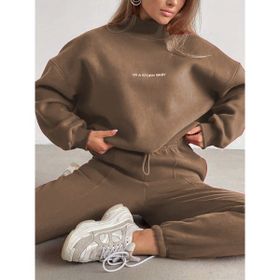 Trendseninle Storm Baby Baskılı Sütlü Kahve Alt Üst Kadın Eşofman Takımı