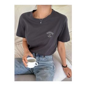 Trendseninle Sunshine Baskılı Füme Oversize Kadın T-shirt