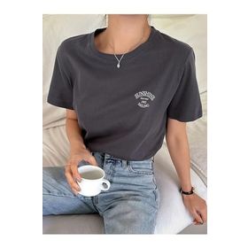 Trendseninle Sunshine Baskılı Füme Oversize Kadın T-shirt