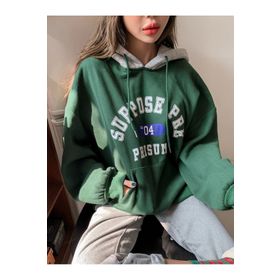 Trendseninle Suppose Baskılı Yeşil Oversize Kadın Sweatshirt