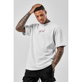 Trendseninle The End Baskılı Beyaz Oversize Erkek T-shirt