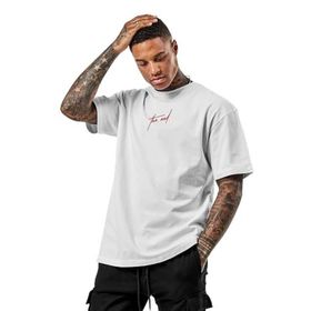 Trendseninle The End Baskılı Beyaz Oversize Erkek T-shirt