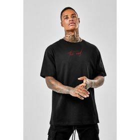 Trendseninle The End Baskılı Siyah Oversize Erkek T-shirt
