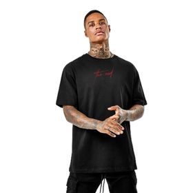 Trendseninle The End Baskılı Siyah Oversize Erkek T-shirt