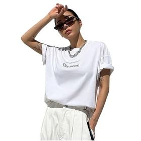 Trendseninle The Future Baskılı Beyaz Oversize Kadın T-shirt