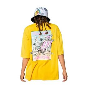 Trendseninle Today Was Baskılı Sarı Oversize Kadın T-shirt