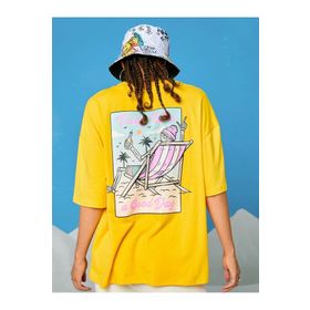 Trendseninle Today Was Baskılı Sarı Oversize Kadın T-shirt