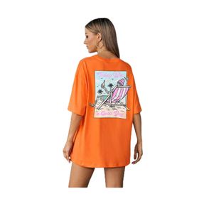 Trendseninle Today Was Baskılı Turuncu Oversize Kadın T-shirt