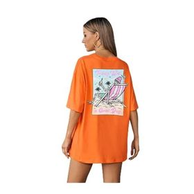 Trendseninle Today Was Baskılı Turuncu Oversize Kadın T-shirt