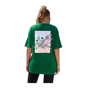 Trendseninle Today Was Baskılı Yeşil Oversize Kadın T-shirt