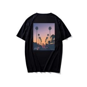 Trendseninle Tropical Sırt Baskılı Siyah Oversize Erkek T-shirt