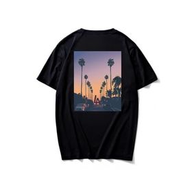 Trendseninle Tropical Sırt Baskılı Siyah Oversize Erkek T-shirt
