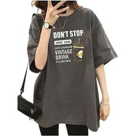 Trendseninle Vintage Drink Baskılı Füme Oversize Kadın T-shirt