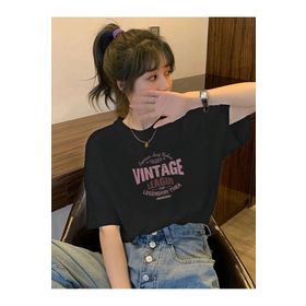 Trendseninle Vintage Leage 1990 Baskı Siyah Oversize Kadın T-shirt