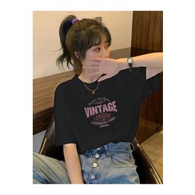 Trendseninle Vintage Leage 1990 Baskı Siyah Oversize Kadın T-shirt