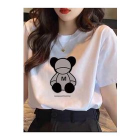 Trendseninle Wanwan Panda Baskılı Beyaz Oversize Kadın T-shirt