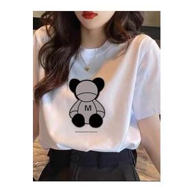 Trendseninle Wanwan Panda Baskılı Beyaz Oversize Kadın T-shirt