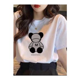 Trendseninle Wanwan Panda Baskılı Beyaz Oversize Kadın T-shirt