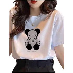 Trendseninle Wanwan Panda Baskılı Beyaz Oversize Kadın T-shirt