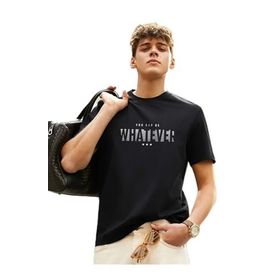 Trendseninle Whatever Baskılı Siyah Oversize Erkek T-shirt
