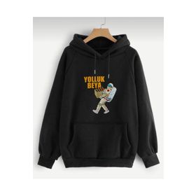 Trendseninle Yolluk Beyaz Siyah-Gri Baskılı Kadın Sweatshirt