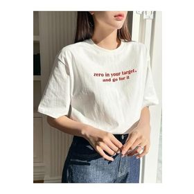 Trendseninle Zero In Your Target Baskılı Beyaz Oversize Kadın T-shirt